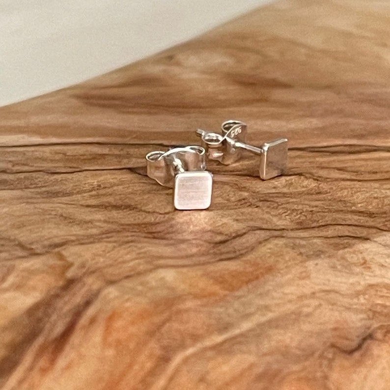 Dainty Sterling Silver Square Stud Earrings, Geometric Post Earrings Image 7