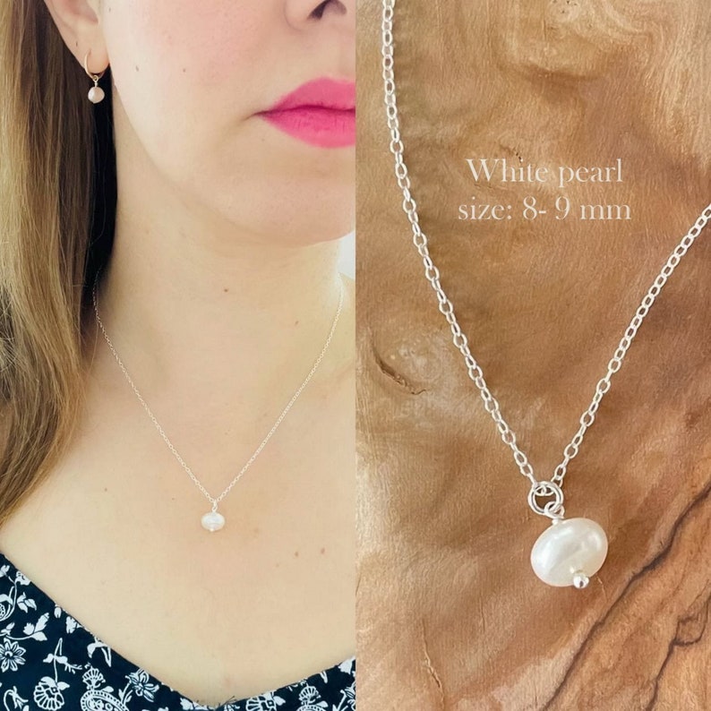 Elegant Silver Necklace with Pearl Pendant - Dainty Jewelry Gift Image 2