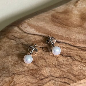 Dainty Freshwater Pearl Stud Earrings, Sterling Silver Image 9