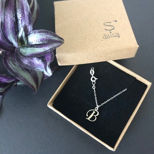 Sterling Silver Initial Anklet, Customized Letter B Image 7