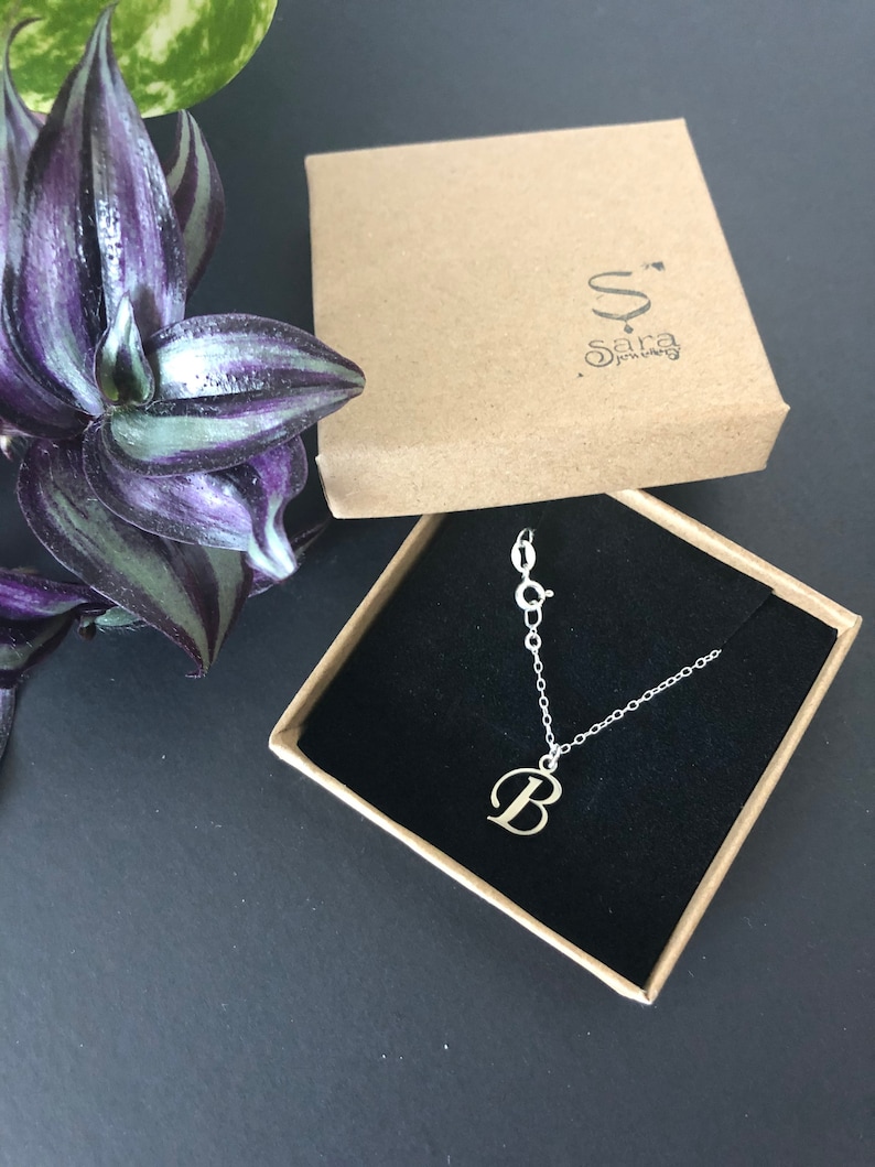 Sterling Silver Initial Anklet, Customized Letter B Image 7