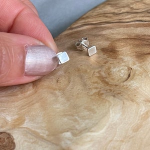 Dainty Sterling Silver Square Stud Earrings, Geometric Post Earrings Image 5