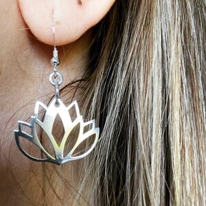 lotus sterling silver earrings with fresh water pearls and small faceted amazonite, dangle and drop earrings, dainty earrings image 8