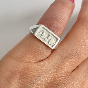 Sterling Silver Personalized Signet Ring, Custom Initial Monogram Image 9