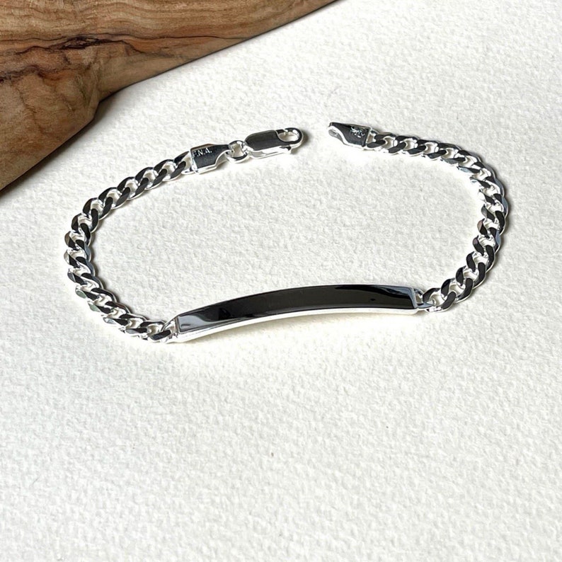 Engravable Sterling Silver ID Bracelet - Meaningful Personalized Gift Image 6
