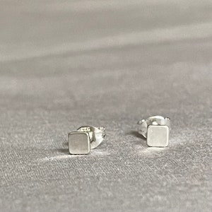 Dainty Sterling Silver Square Stud Earrings, Geometric Post Earrings Image 3