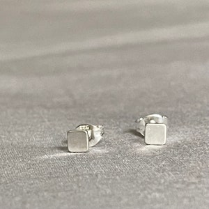 Sterling Silver Square Stud Earrings Image 3