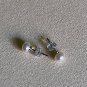Dainty Freshwater Pearl Stud Earrings, Sterling Silver Image 6