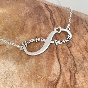 Collier infini personnalisé en argent sterling avec 2 prénoms, collier prénom infini en argent 925