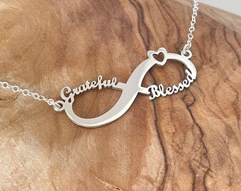 Personalized Sterling Silver Infinity Necklace With 2 Names, Infinity Name Necklace In 925 Silver
