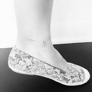 Sterling Silver Initial Anklet, Customized Letter B Image 4