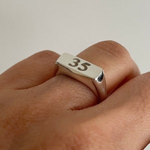 Handmade Sterling Silver Rectangle Signet Ring, Personalized Engraving Image 4