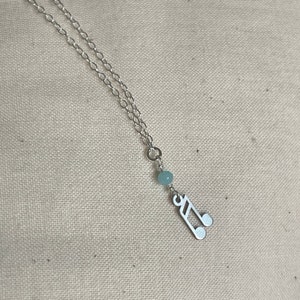 Sterling Silver Musical Note Anklet | Amazonite Stone Image 5