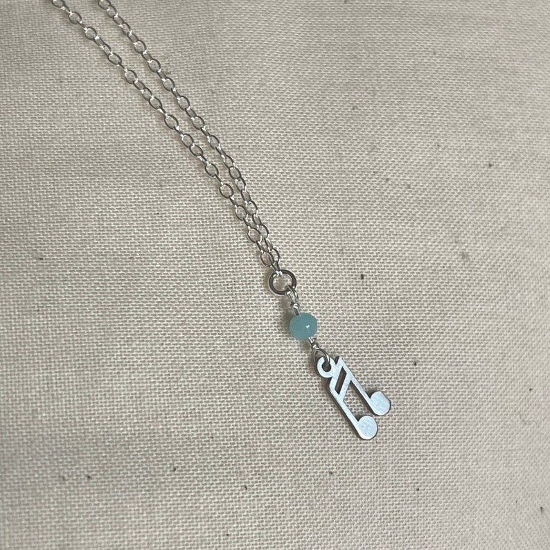 Sterling Silver Musical Note Anklet | Amazonite Stone Image 5