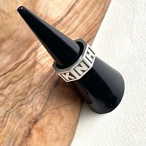 Personalized Solid Sterling Silver Name Ring, Octagonal Initial Ring Image 8