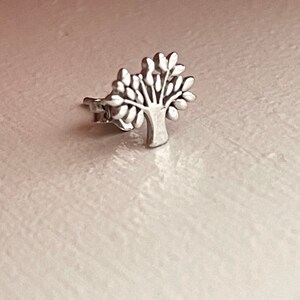 Dainty Sterling silver Tree of Life Stud Earrings, Tree Of Life Earrings In Sterling Silver, Minimal 925 Silver Stud Earrings Image 3