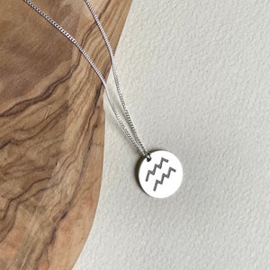 Sterling Silver Zodiac Necklace, Minimalist Horoscope Jewelry Image 7