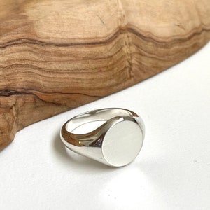Engraved Sterling Silver Signet Ring, Classic Unisex Design Image 3