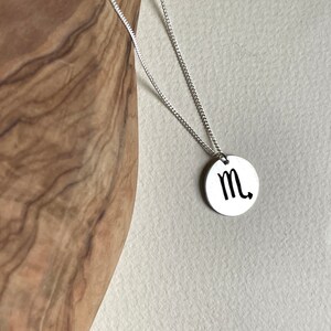 Sterling Silver Zodiac Necklace, Minimalist Horoscope Jewelry Image 6