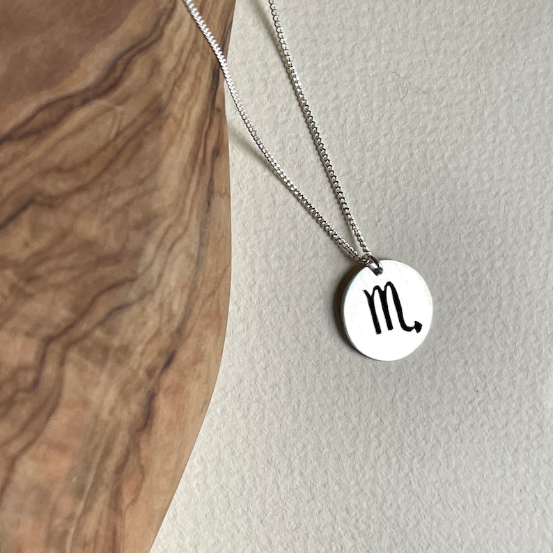 Sterling Silver Zodiac Necklace, Minimalist Horoscope Jewelry Image 6