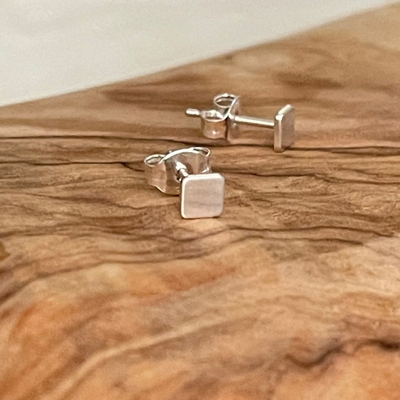 Sterling Silver Square Stud Earrings Image 4