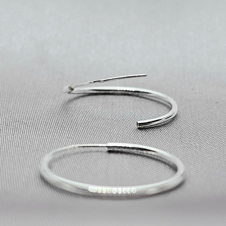 20mm Sterling Silver Endless Hoop Earrings - Hypoallergenic, Tarnish Resistant, Mothers Day Gift Image 4