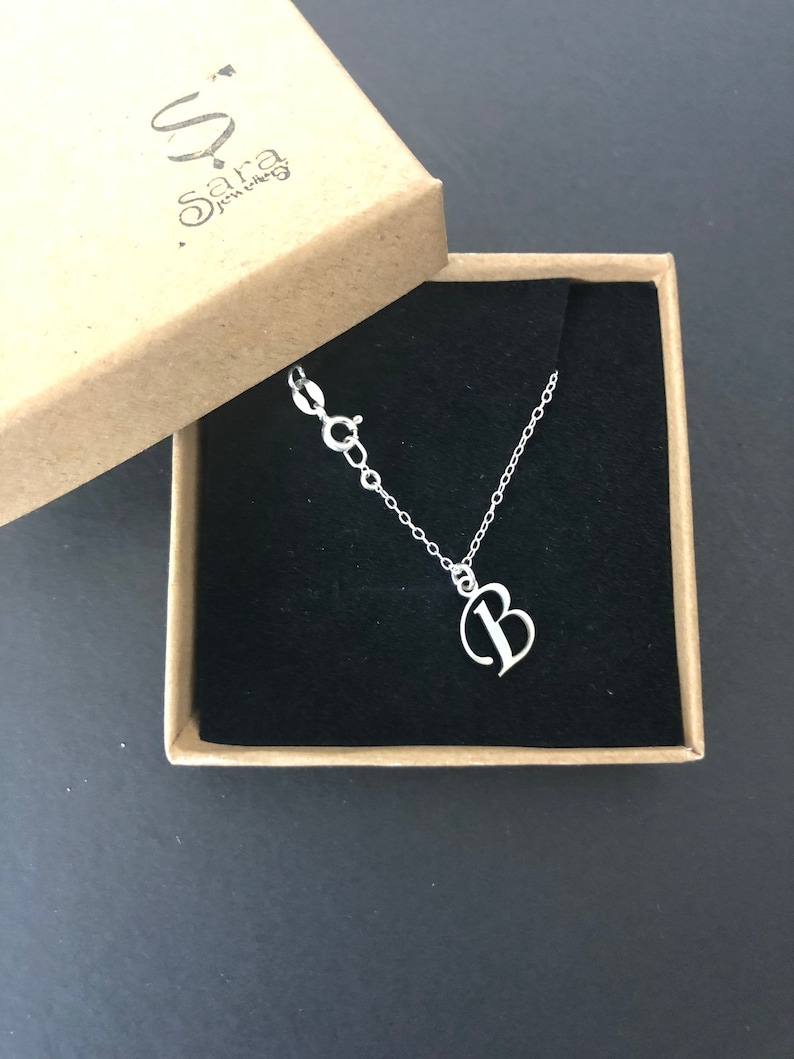 Sterling Silver Initial Anklet, Customized Letter B Image 1