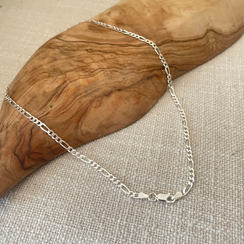 Sterling Silver 3mm Diamond-Cut Figaro Chain Necklace Image 1