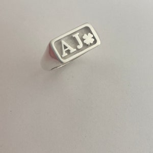 Sterling Silver Personalized Signet Ring, Custom Initial Monogram Image 3