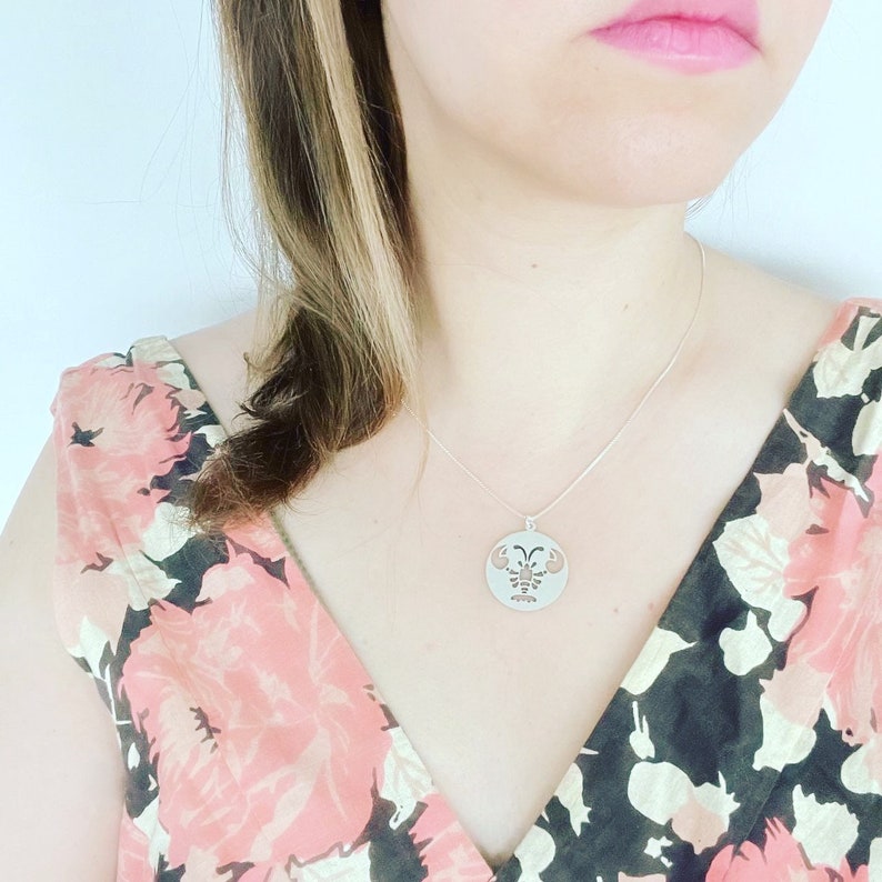 Sterling Silver Zodiac Sign Necklace, Personalized Astrology Jewelry Image 8
