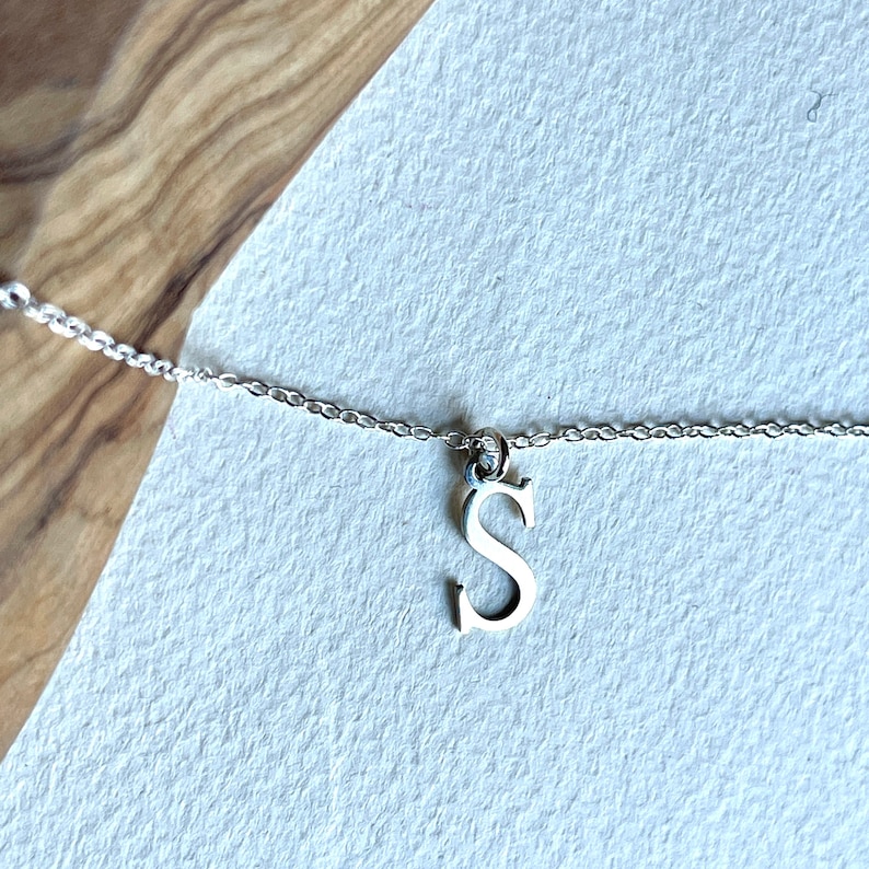 Sterling Silver Initial Anklet, Customized Letter B Image 6