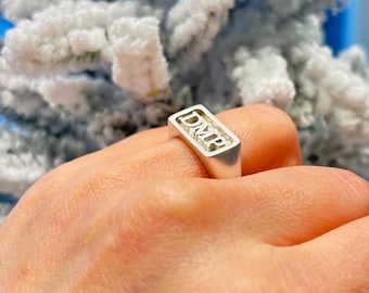 Sterling Silver Personalized Signet Ring, Custom Initial Monogram