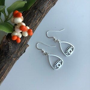 Sterling Silver Evil Eye Dangle Earrings | Protective Amulet Image 4