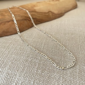 Dainty Sterling Silver 3mm Figaro Necklace, Silver mens necklace Figaro Chain, 925 Silver Chain For Men And Women, Father's Day gift image8