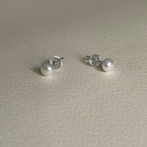 Dainty Freshwater Pearl Stud Earrings, Sterling Silver Image 4