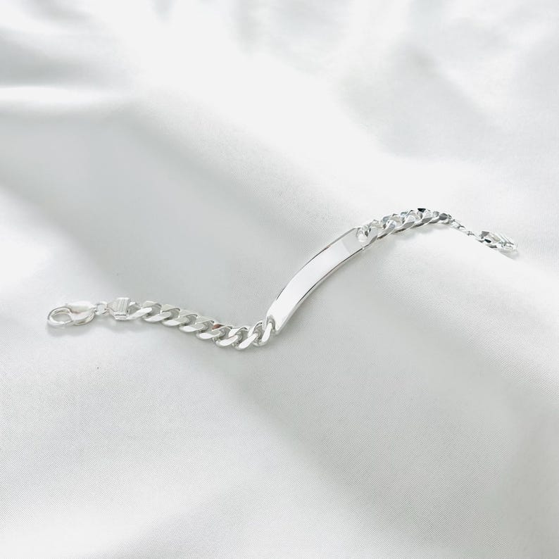Personalized 925 Silver Men's ID Bracelet - Engravable Custom Jewelry Image 1