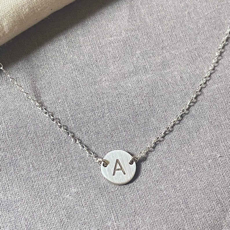 Silver Initial Necklace, Customized Engraved Jewelry Image 5