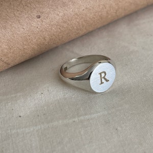 Dainty Sterling Silver Signet Ring, Solid Silver Custom Name Ring For Man Or Women, 925 Sterling Silver Ring Unisex ,Engraved Silver Ring Image 4