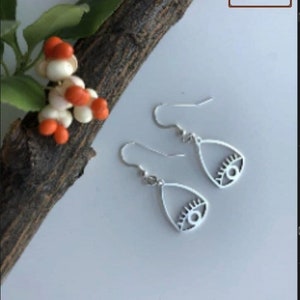 Sterling Silver Evil Eye Dangle Earrings | Protective Amulet Image 1