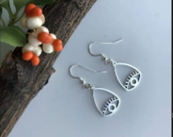 Sterling Silver Evil Eye Dangle Earrings | Protective Amulet