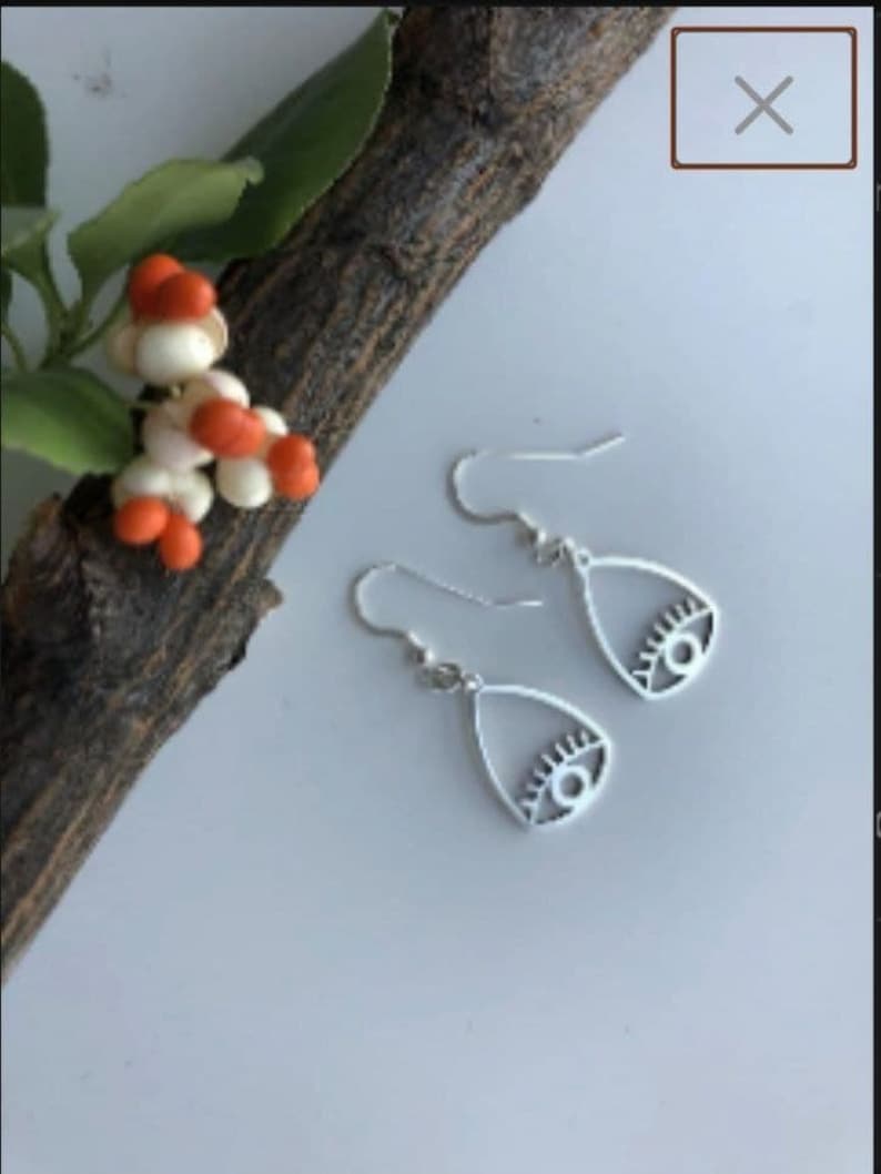 Sterling Silver Evil Eye Dangle Earrings | Protective Amulet Image 1