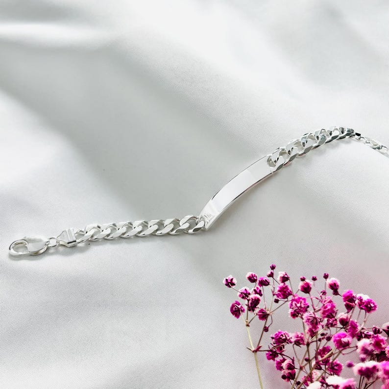 Personalized 925 Silver Men's ID Bracelet - Engravable Custom Jewelry Image 4