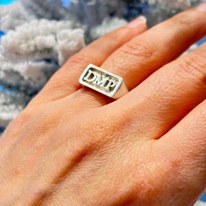 Sterling Silver Personalized Signet Ring, Custom Initial Monogram Image 6