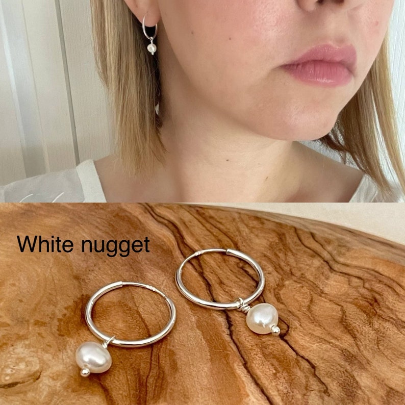 Silver pearl drop earring, dangle & drop earring, silver earring image 9