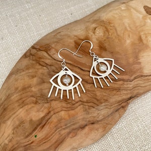 Devil eye earrings in 925 silver with freshwater pearl best choice to buy as a gift free shipping image 5