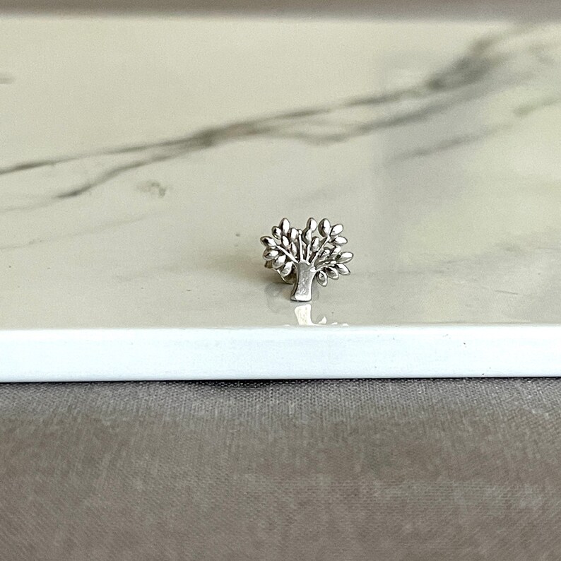 Dainty Sterling silver Tree of Life Stud Earrings, Tree Of Life Earrings In Sterling Silver, Minimal 925 Silver Stud Earrings Image 9