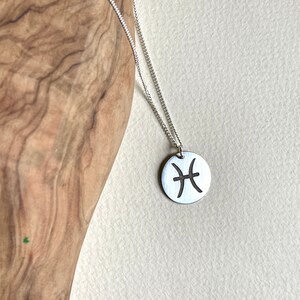 Sterling Silver Zodiac Necklace, Minimalist Horoscope Jewelry Image 5