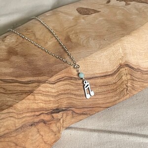Sterling Silver Musical Note Anklet | Amazonite Stone Image 7