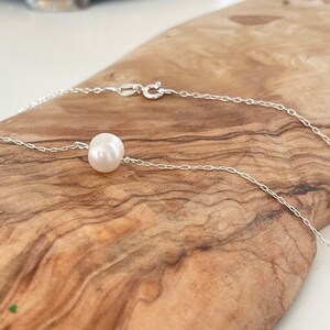 Dainty Pearl Station Necklace, Pearl Bead Necklace for Mom, Wedding Jewelry, Bridesmaid Gift Image9