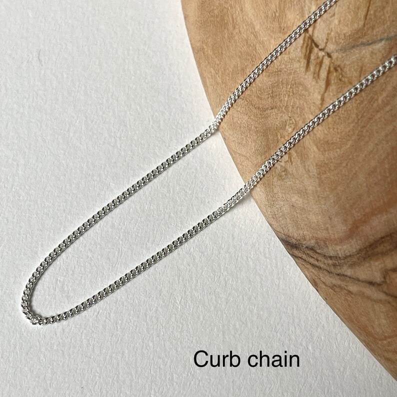 Silver 1mm curb chain necklace for men or woman, Sterling Silver bright thin men's chain, men's necklace, simple silver everyday chain image1